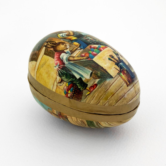 3-1/2" Vintage Easter Egg Workshop Papier Mache Easter Egg Container ~ Germany
